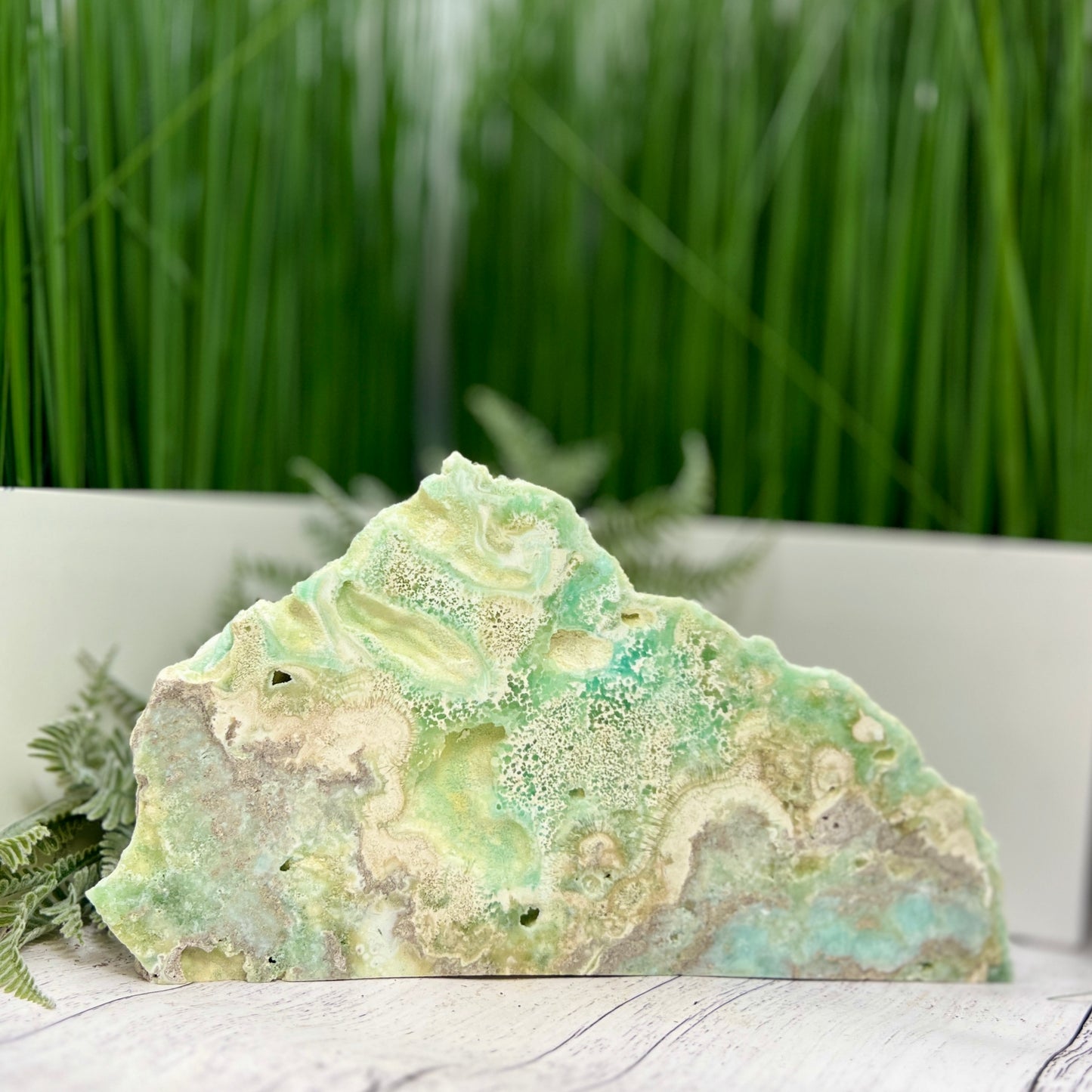 Blue Aragonite Slab Large Self Standing Slice Crystal Specimen 1518g