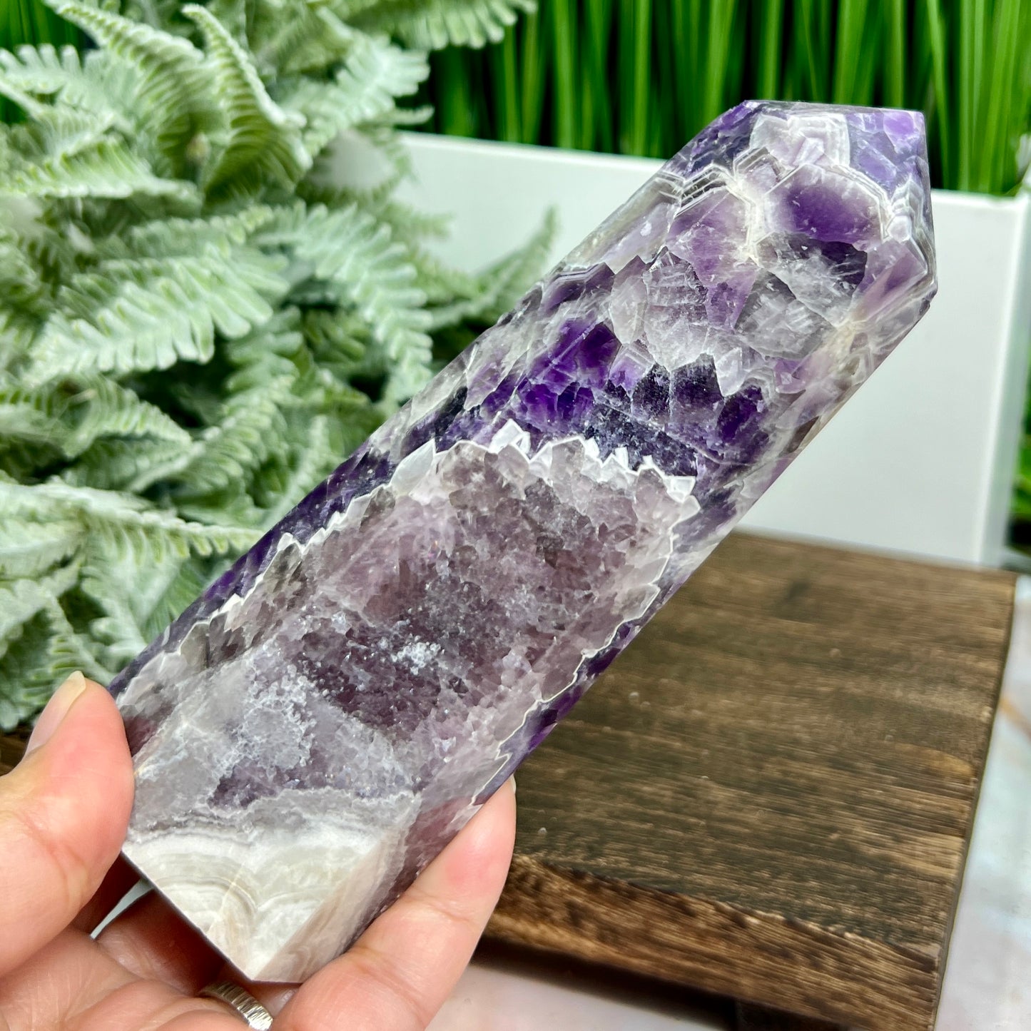 Chevron Dream Amethyst Tower Healing Crystal Generator 532g 153mm