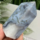 Moss Agate Tower with Blue Chalcedony Crystal Generator 186g