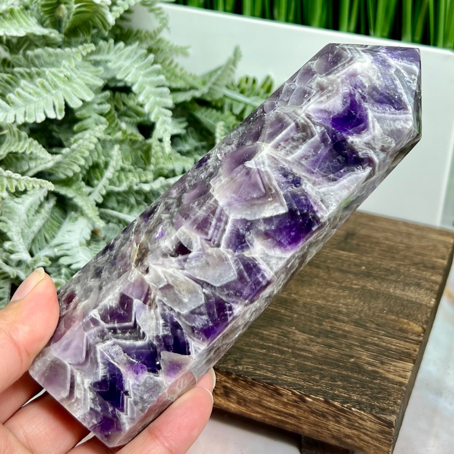 Chevron Dream Amethyst Tower Healing Crystal Generator 576g 153mm