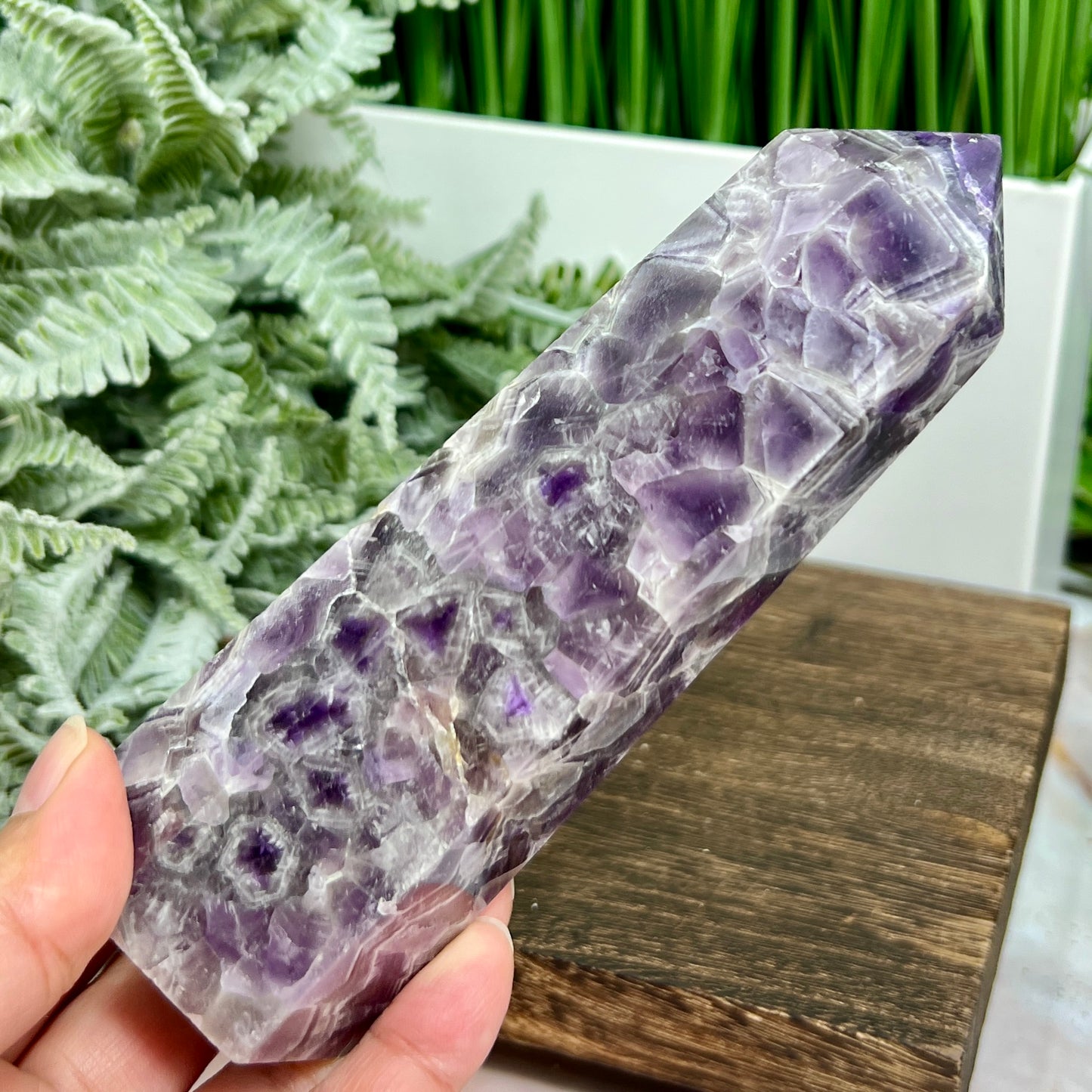 Chevron Dream Amethyst Tower Healing Crystal Generator 576g 153mm
