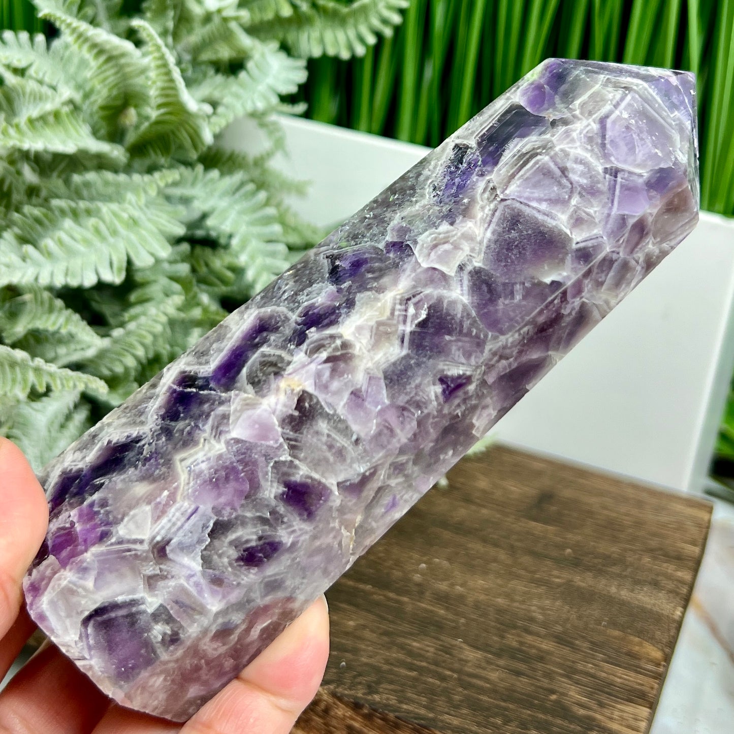 Chevron Dream Amethyst Tower Healing Crystal Generator 576g 153mm