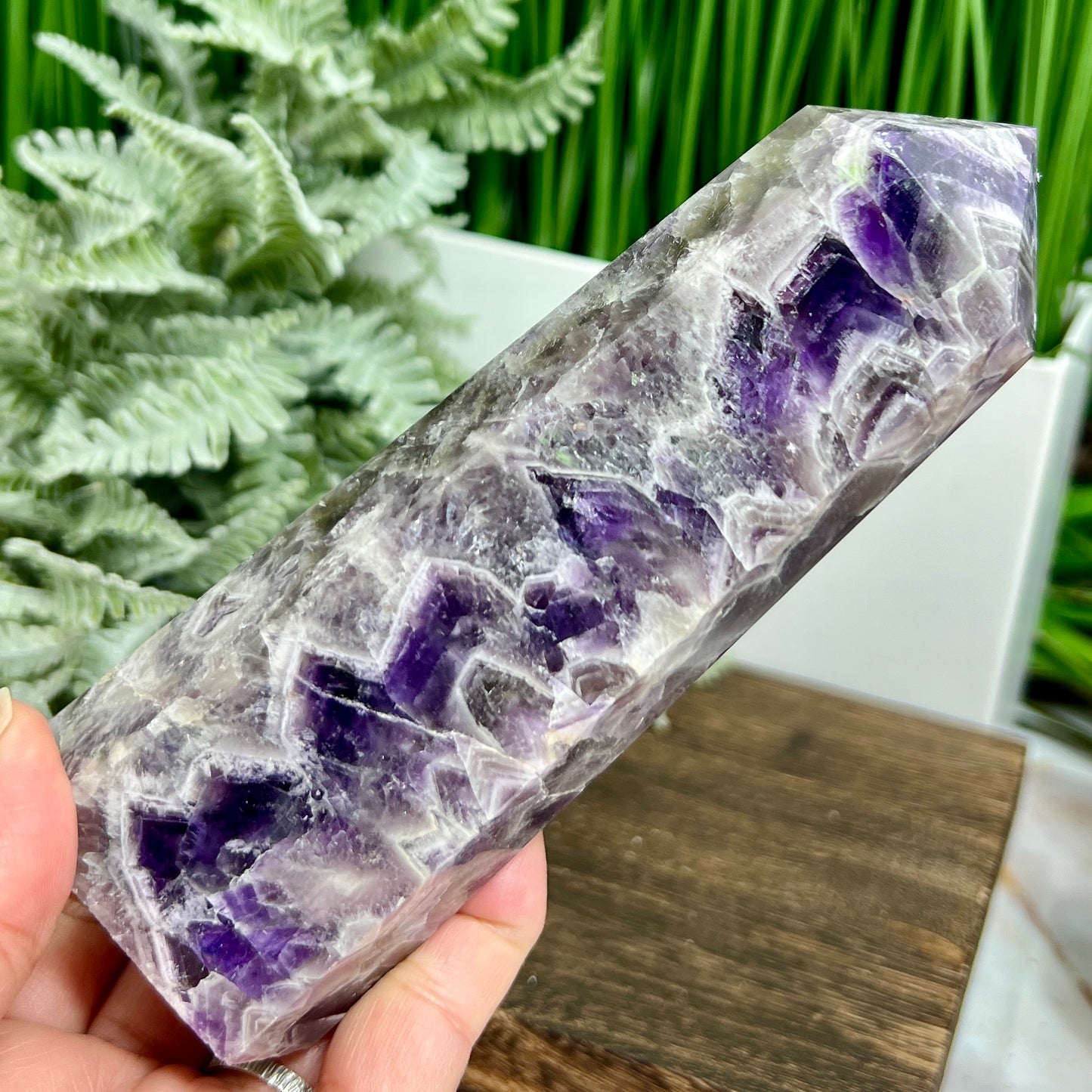 Chevron Dream Amethyst Tower Healing Crystal Generator 576g 153mm