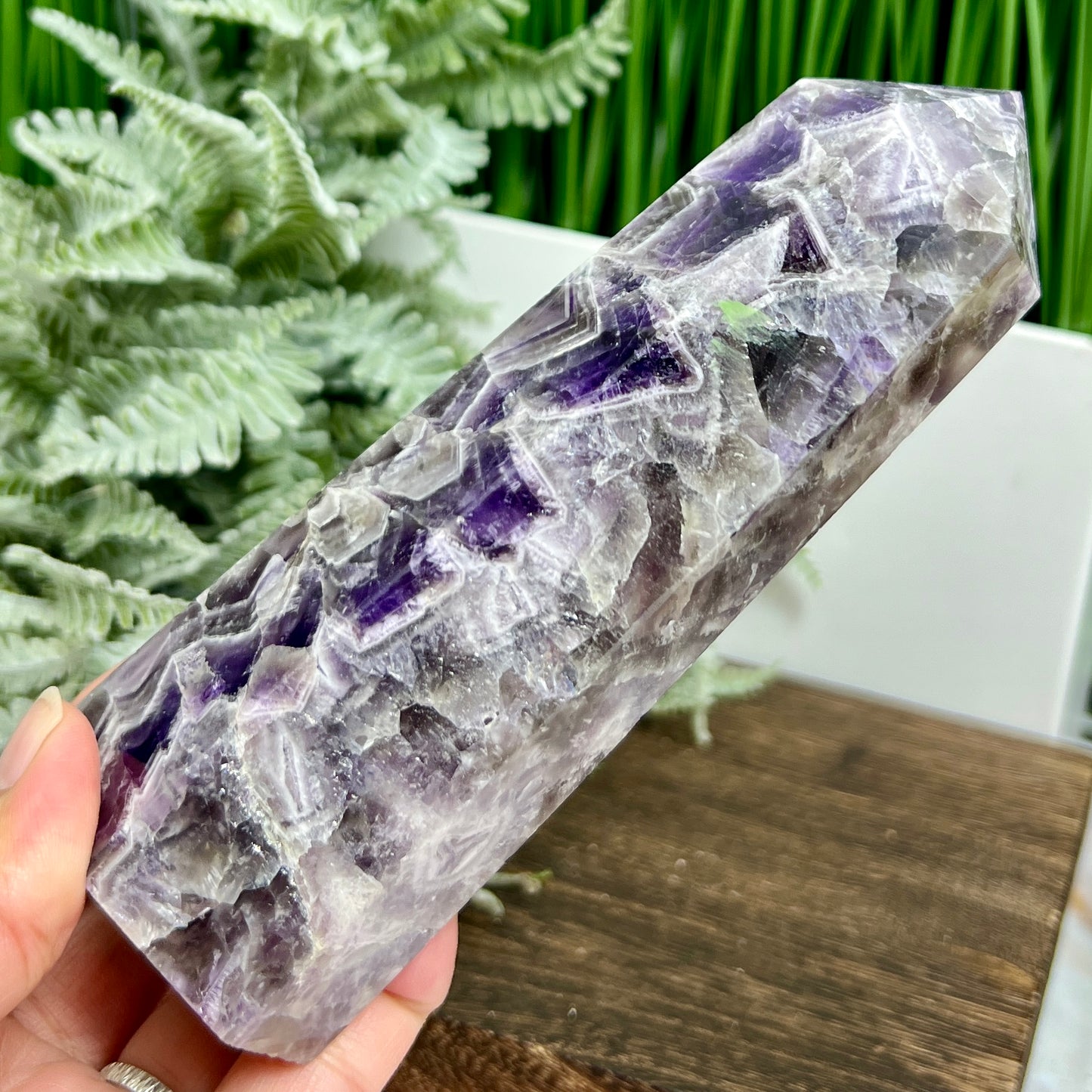 Chevron Dream Amethyst Tower Healing Crystal Generator 576g 153mm