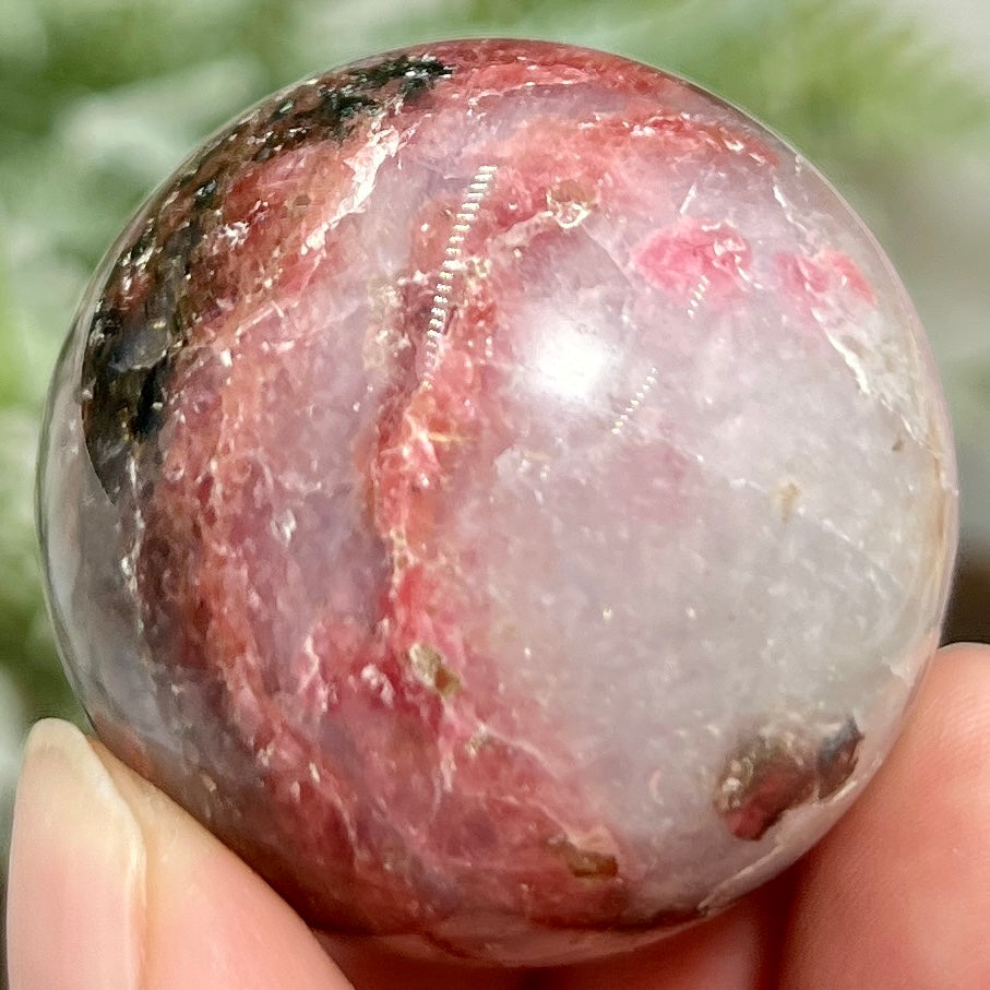 Rhodonite in Quartz Sphere Peru Healing Crystal Ball 102g 40mm