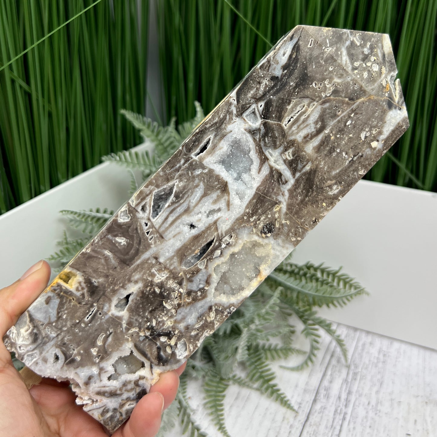 Sphalerite Druzy Quartz Tower Crystal Generator 1264g 225mm