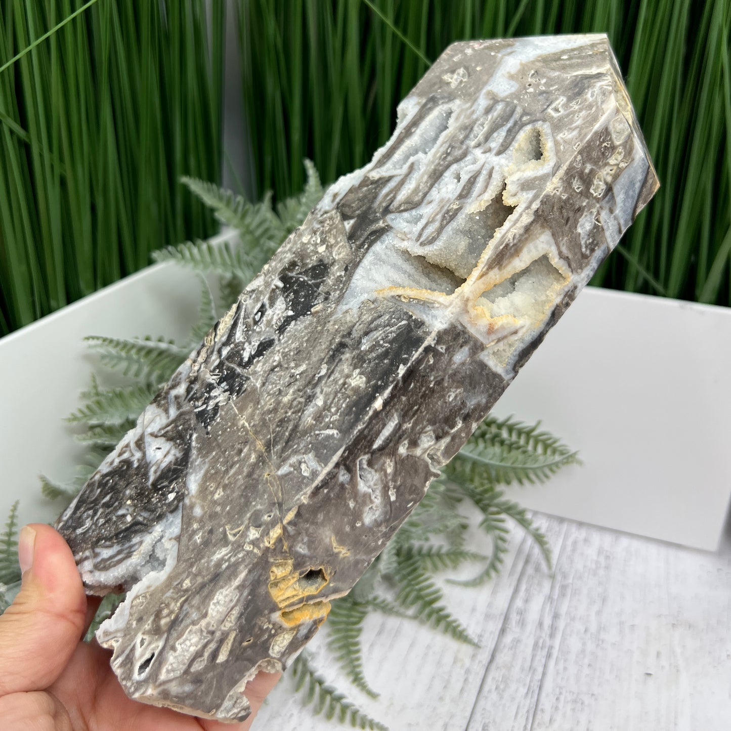 Sphalerite Druzy Quartz Tower Crystal Generator 1264g 225mm