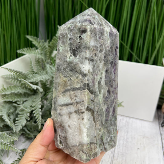 Sphalerite Quartz Purple Green Fluorite Druzy Tower Crystal Generator 1472g 172mm