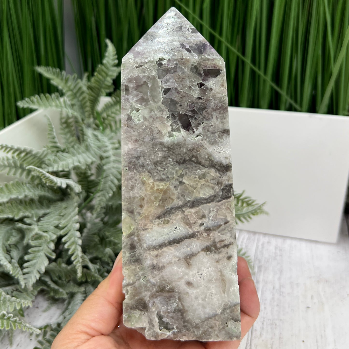 Sphalerite with Quartz Purple Green Fluorite Druzy Tower Crystal Generator 1472g 172mm