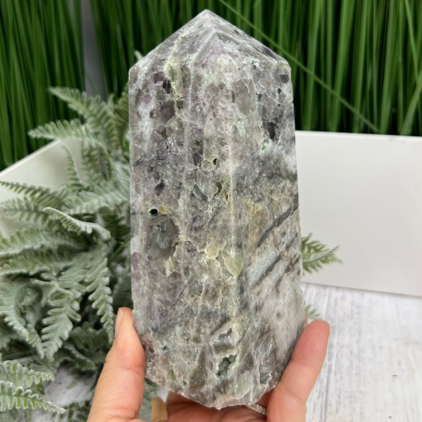 Sphalerite with Quartz Purple Green Fluorite Druzy Tower Crystal Generator 1472g 172mm