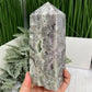 Sphalerite with Quartz Purple Green Fluorite Druzy Tower Crystal Generator 1472g 172mm