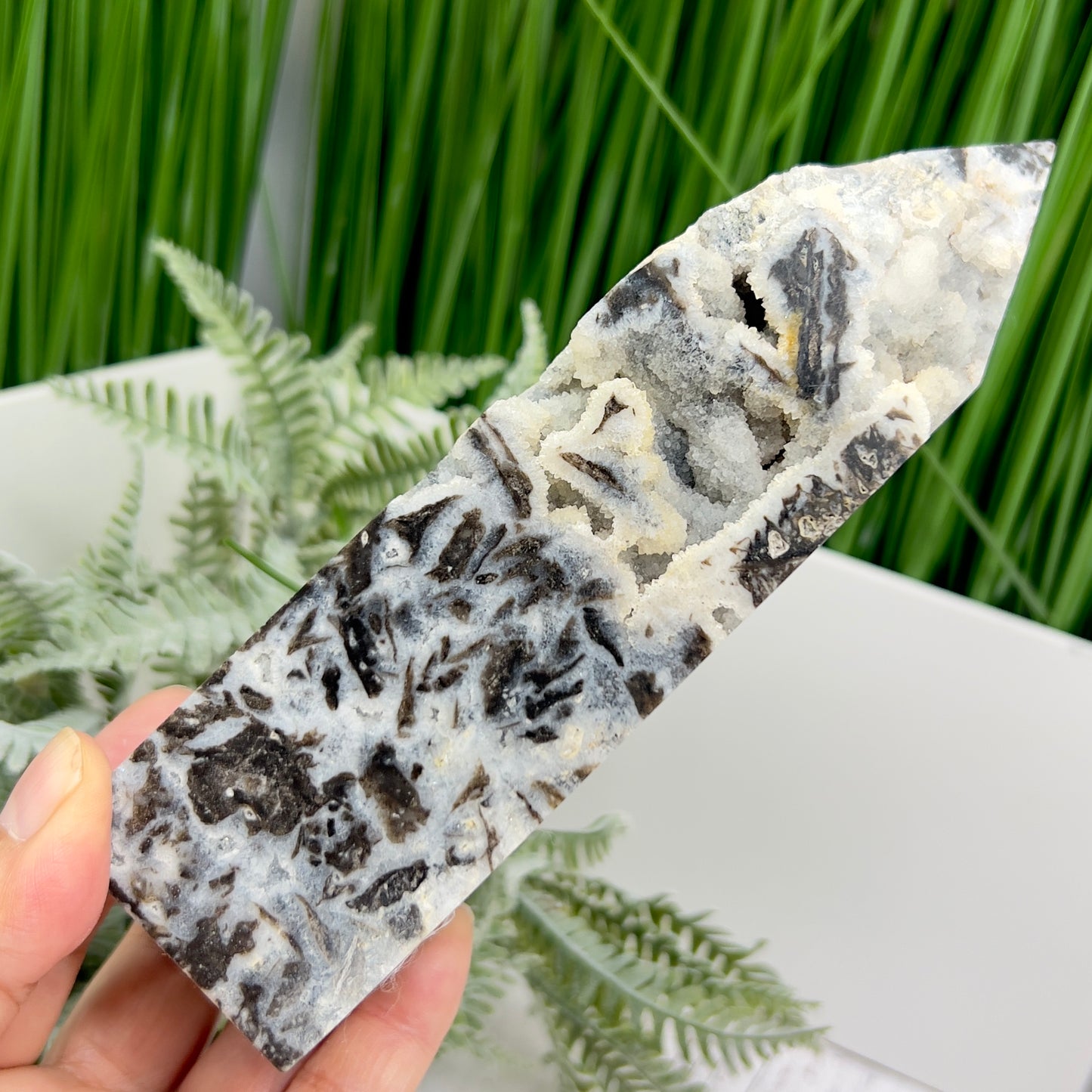 Sphalerite Druzy Quartz Tower Crystal Generator 734g 161mm