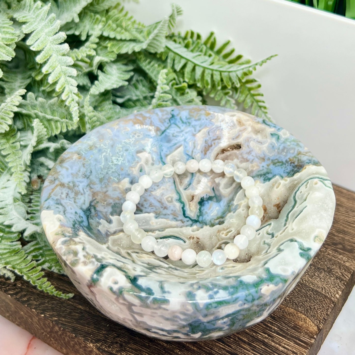 Moss Agate Round Bowl Healing Crystal Carving 834g