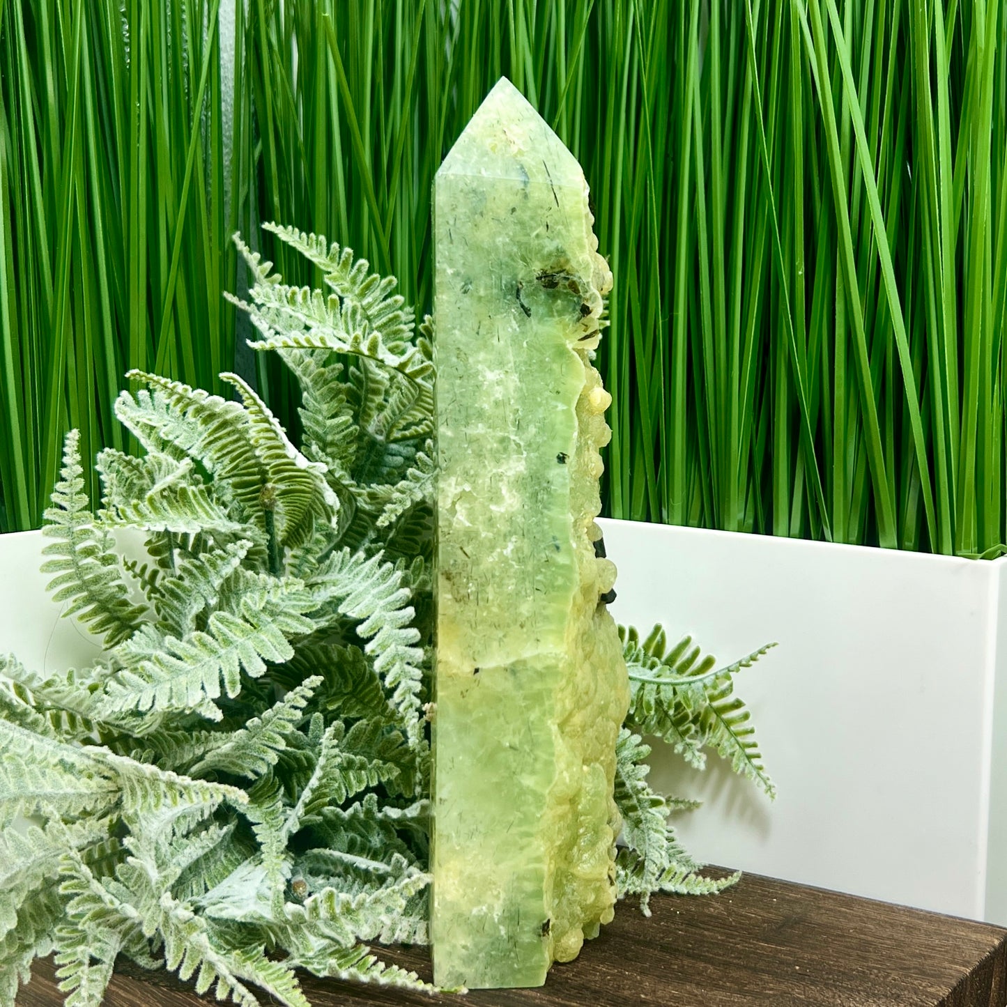 Prehnite with Epidote Black Tourmaline Tower Crystal Generator 798g 217mm