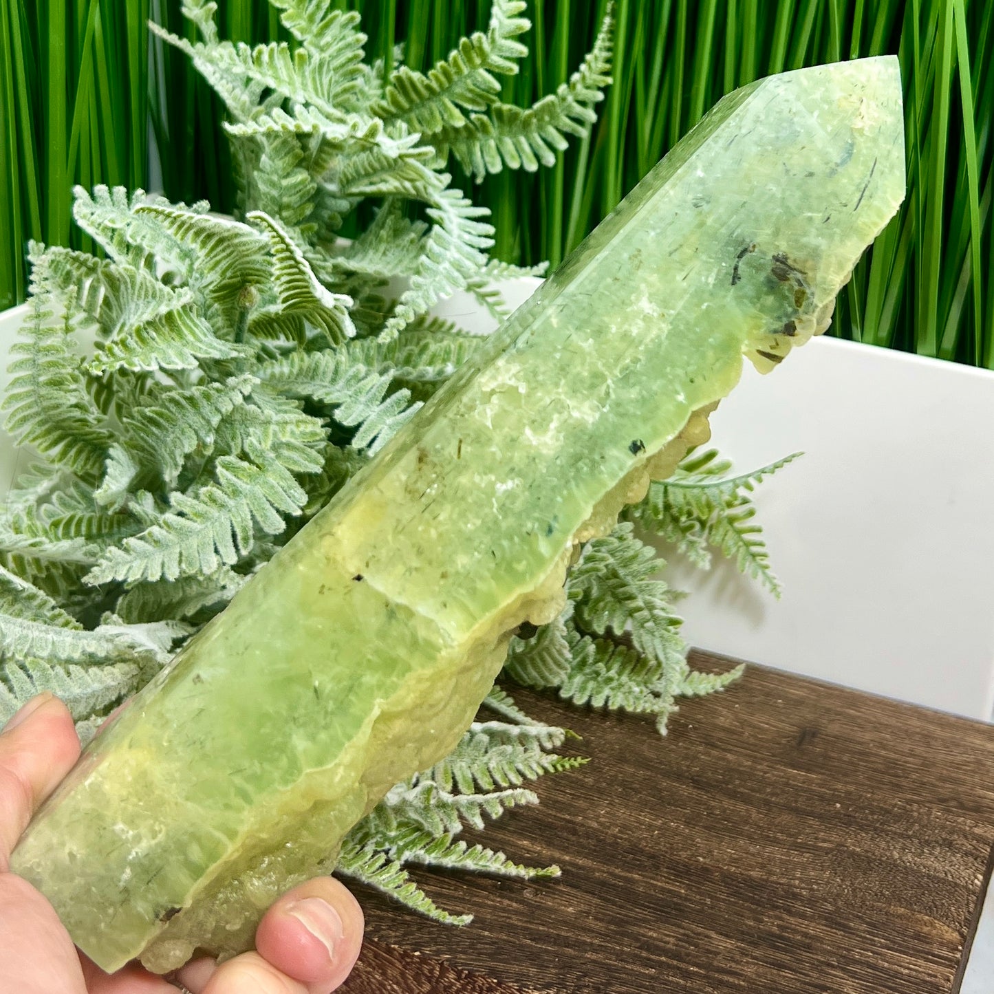 Prehnite with Epidote Black Tourmaline Tower Crystal Generator 798g 217mm