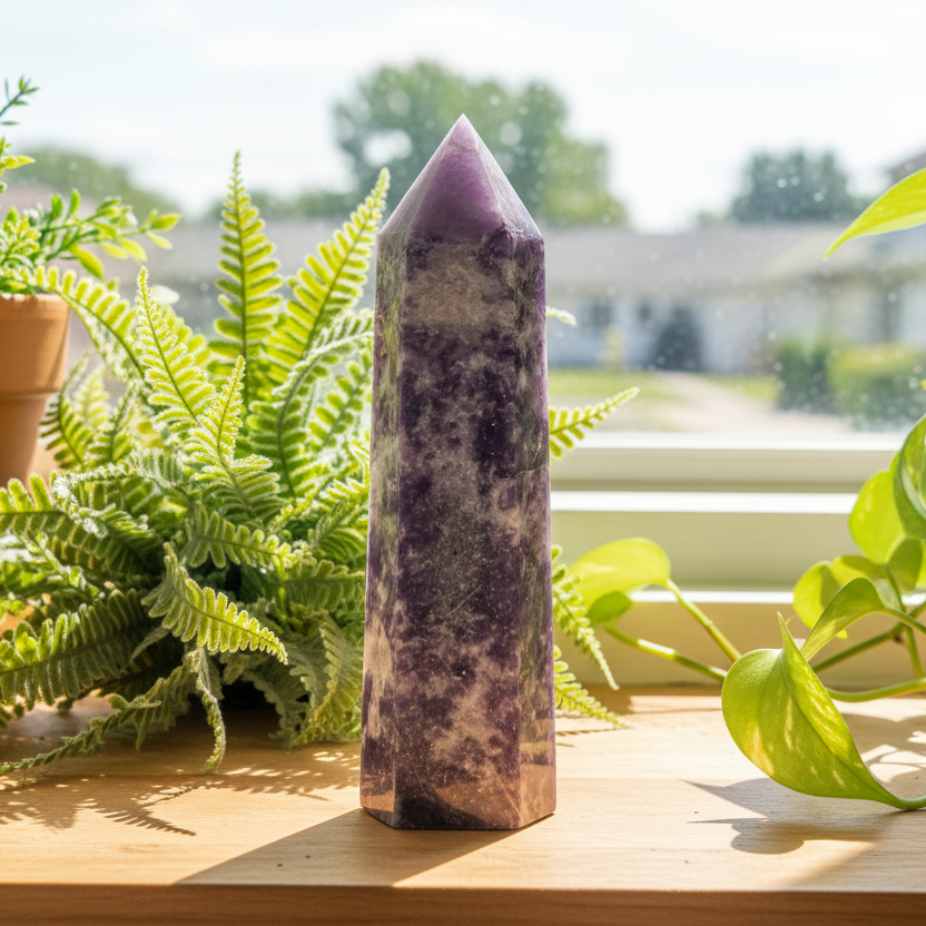 Lepidolite Purple Mica Tower Healing Crystal Generator 662g 175mm