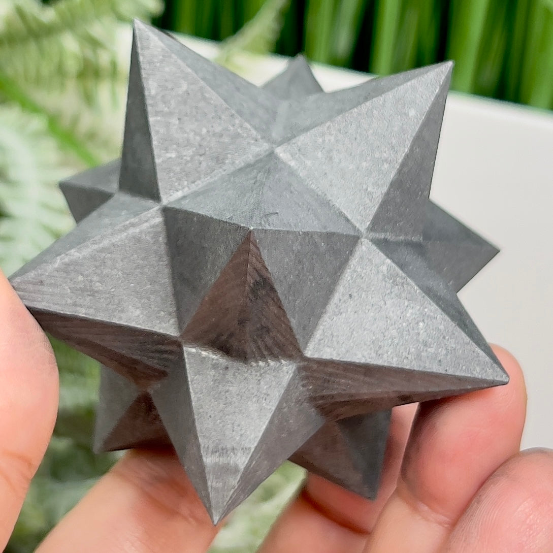 Shungite Merkabah EMF Protection Crystal Carving