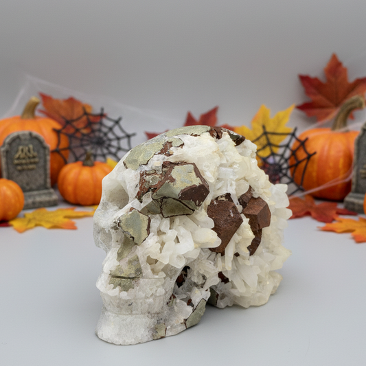 Pyrite Quartz Large Skull Fools Gold High Quality Crystal Carving 1600g