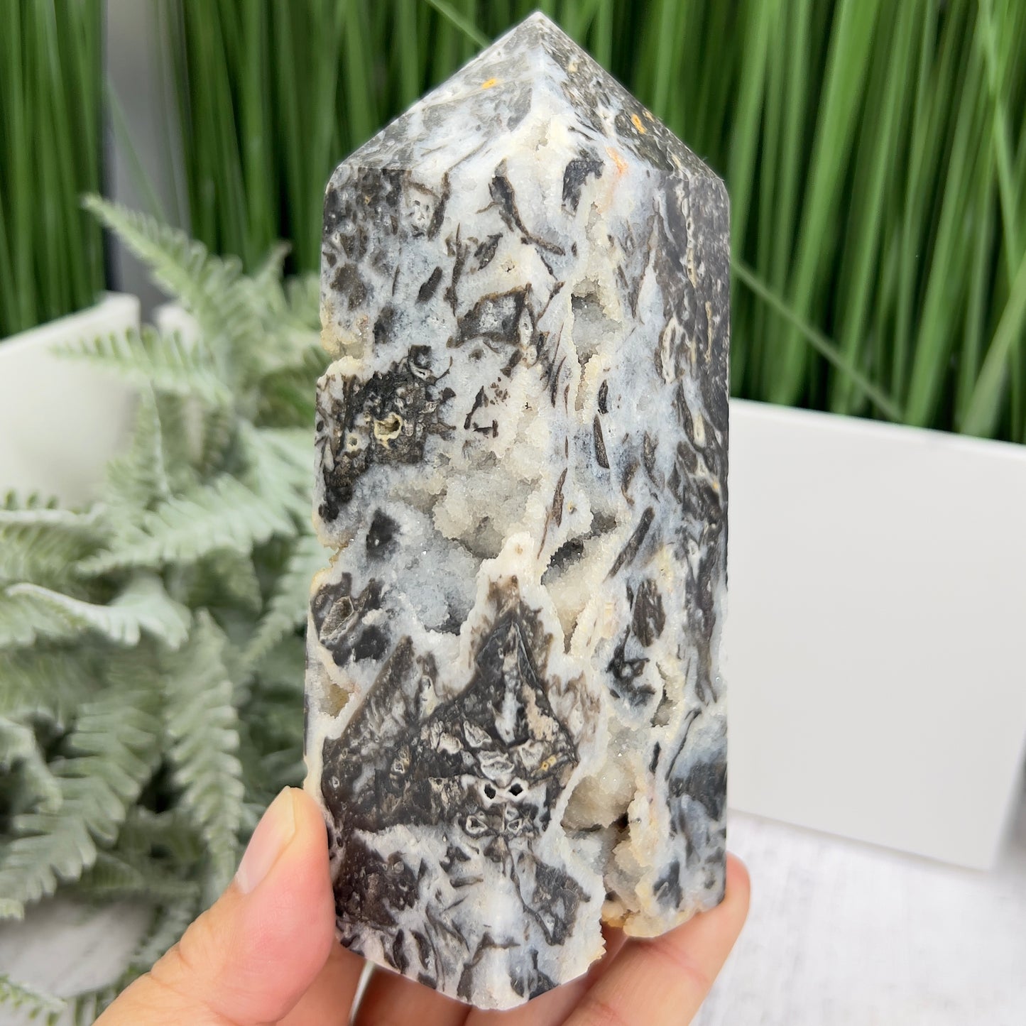 Sphalerite Quartz Druzy Tower Crystal Generator 540g 135mm