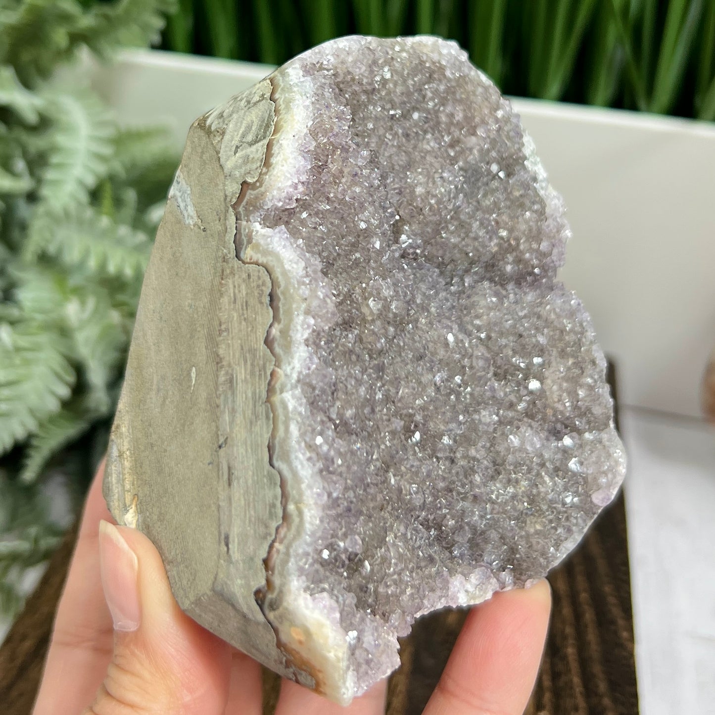 Grey Amethyst Geode Cluster Cave Healing Natural Crystal 570g