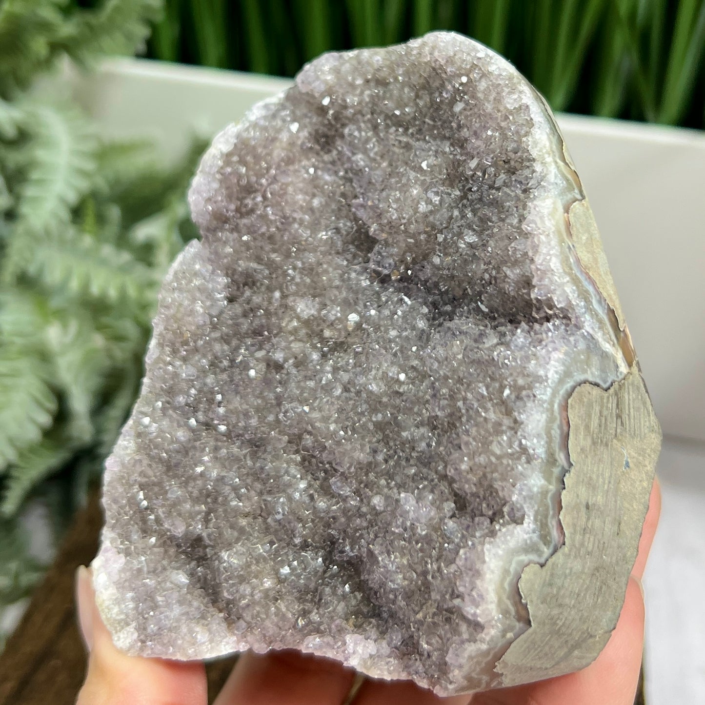 Grey Amethyst Geode Cluster Cave Healing Natural Crystal 570g