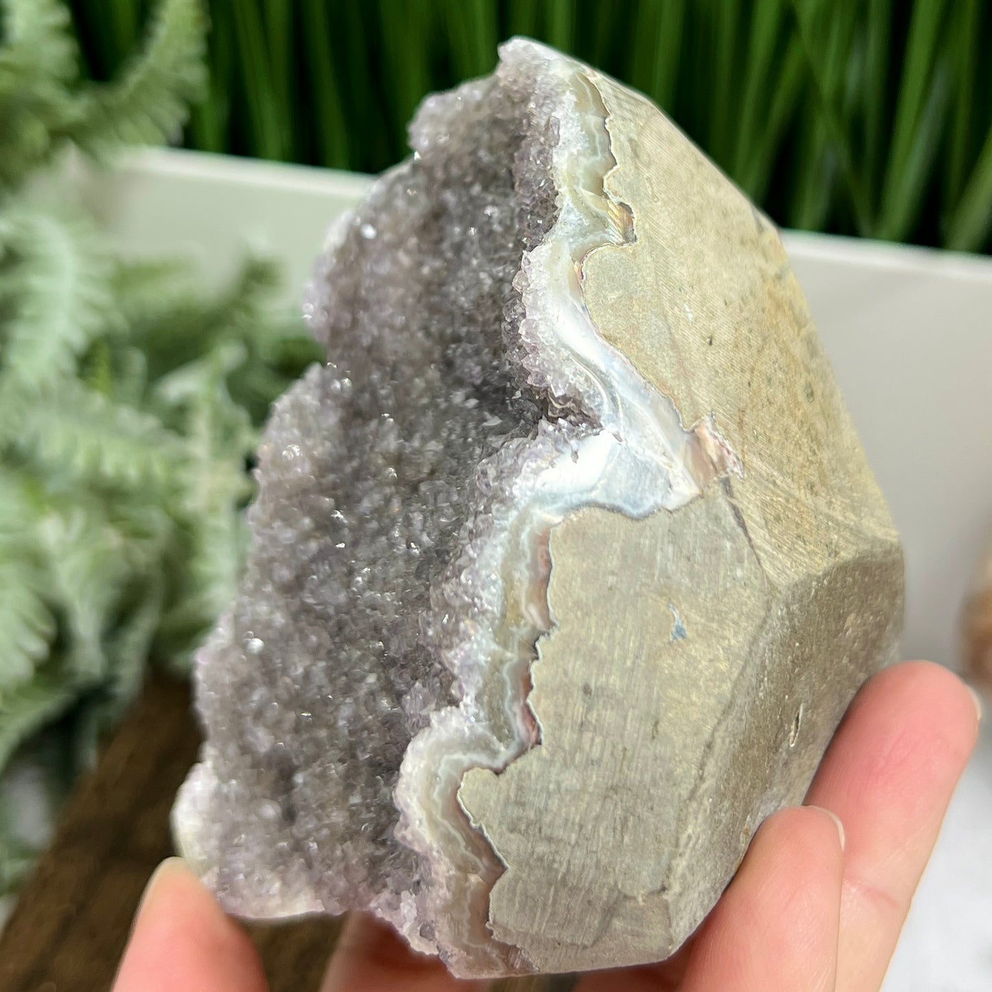 Grey Amethyst Geode Cluster Cave Healing Natural Crystal 570g