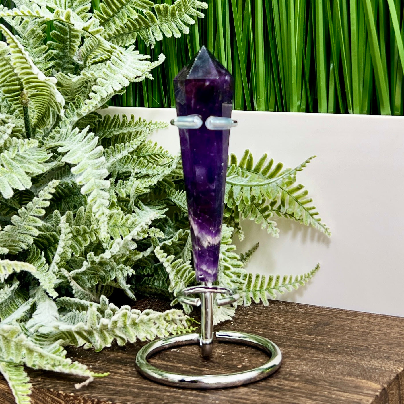 Chevron Dream Amethyst Prism with Stand Healing Crystal Carving 56g