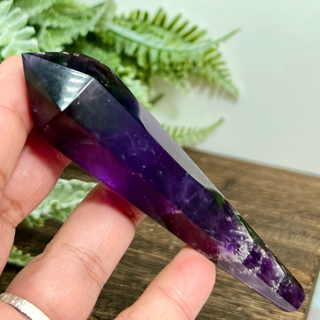 Chevron Dream Amethyst Prism with Stand Healing Crystal Carving 72g
