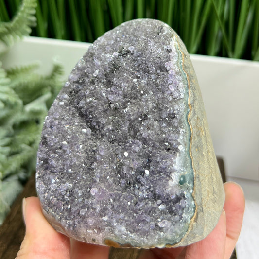 Grey Amethyst Geode Cluster Cave Healing Natural Crystal 580g