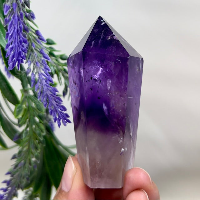 Amethyst Tower Crystal Generator Gemstone 127g 77mm