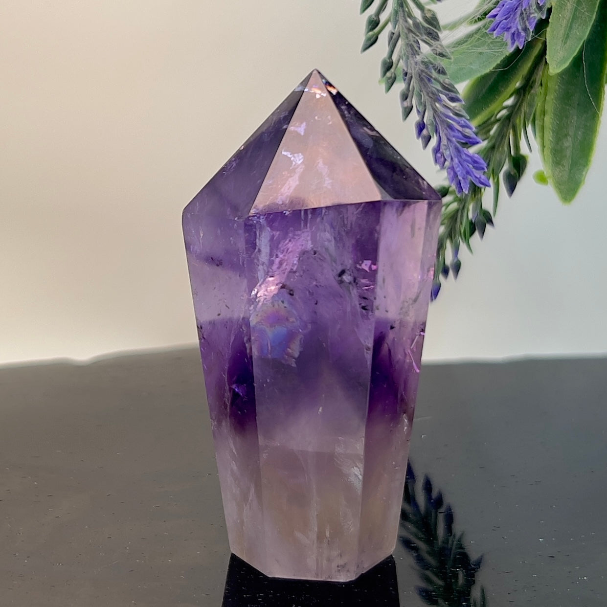 Amethyst Tower Crystal Generator Gemstone 127g 77mm
