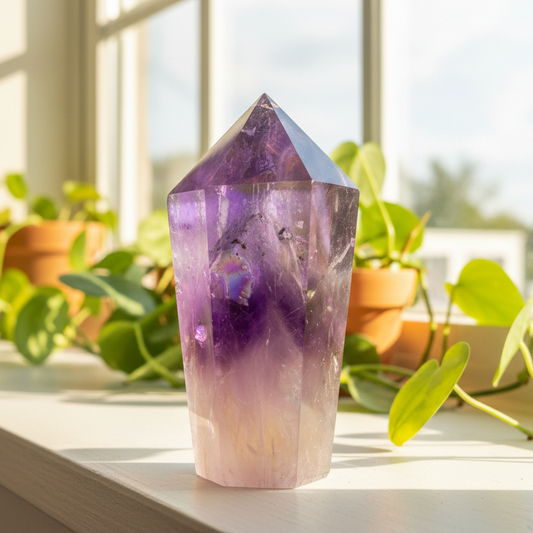Amethyst Tower Crystal Generator Gemstone 127g 77mm