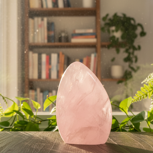 Rose Quartz Flame Free Form Healing Carving 156g 74mm