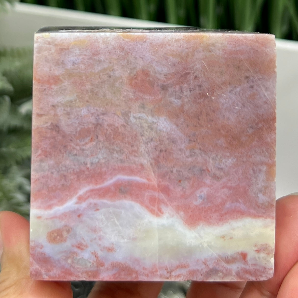 Ocean Sea Jasper Floating Cube Crystal Carving 510g