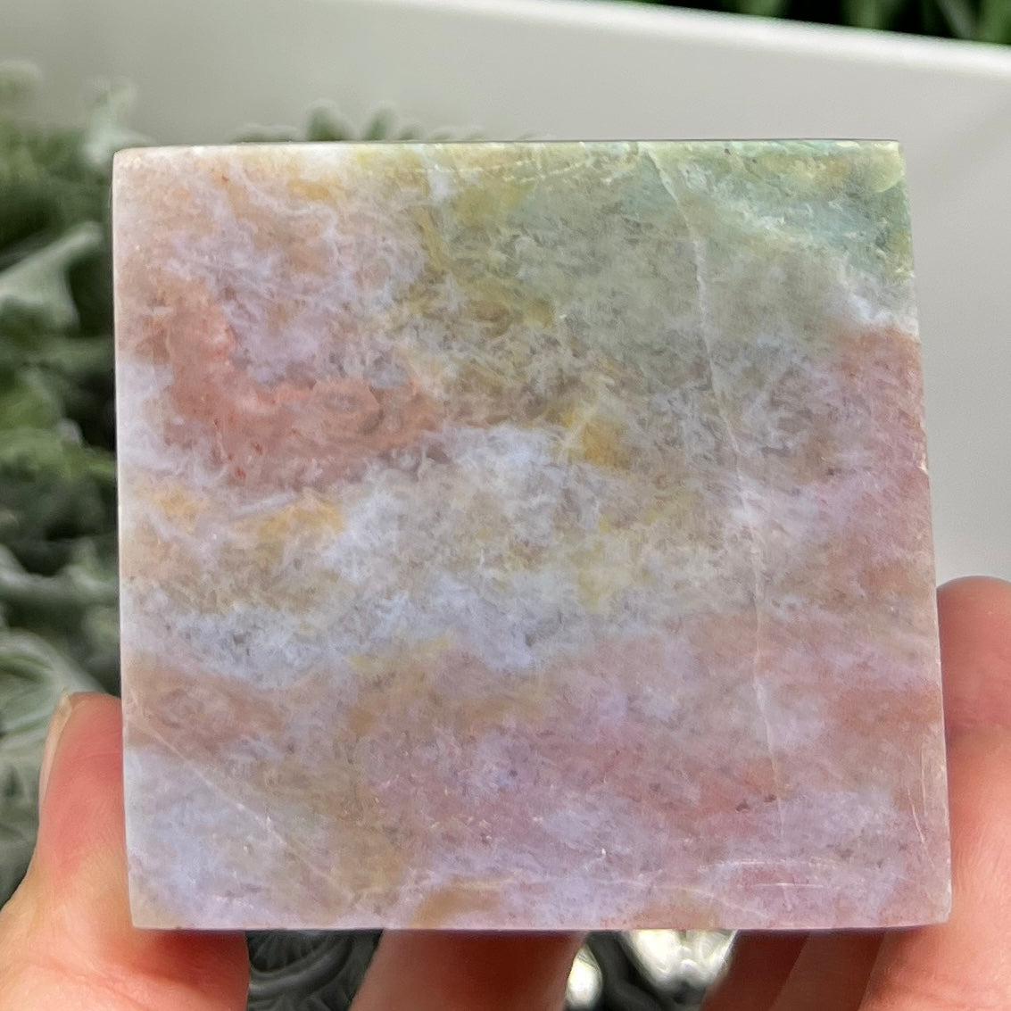 Ocean Sea Jasper Floating Cube Crystal Carving 510g