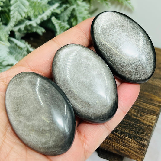 Silver Sheen Obsidian Palm Stones Healing Meditation Crystal YOU CHOOSE