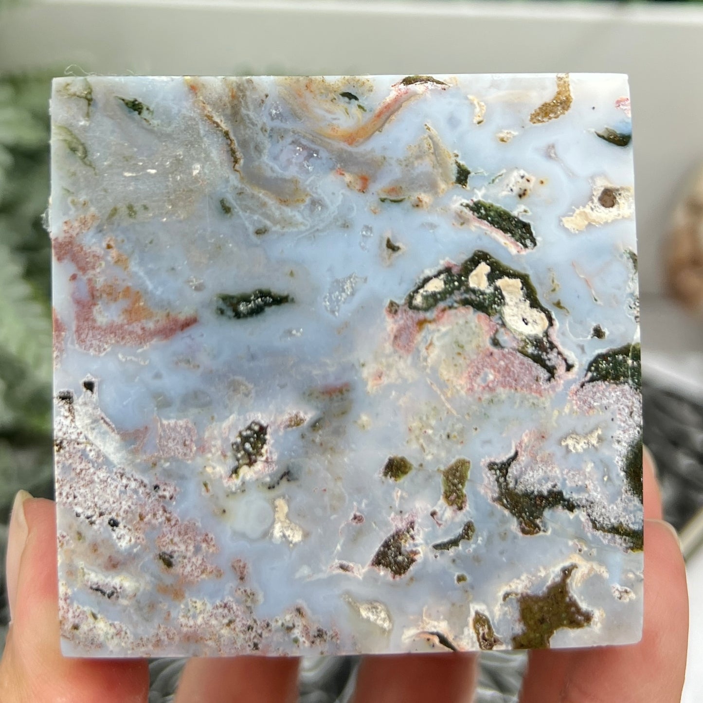 Ocean Sea Jasper Druzy Floating Cube Crystal Carving 682g