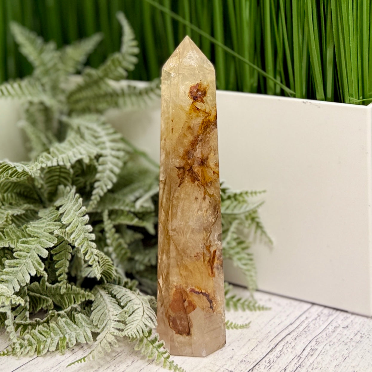 Dendritic Golden Healer Fire Quartz Hematoid Tower RARE Crystal 388g 181mm