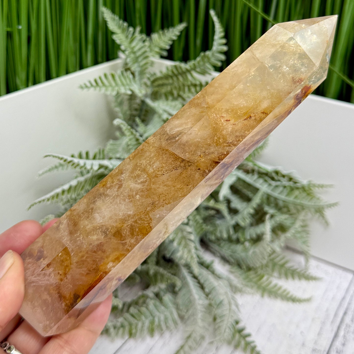 Dendritic Golden Healer Fire Quartz Hematoid Tower RARE Crystal 388g 181mm
