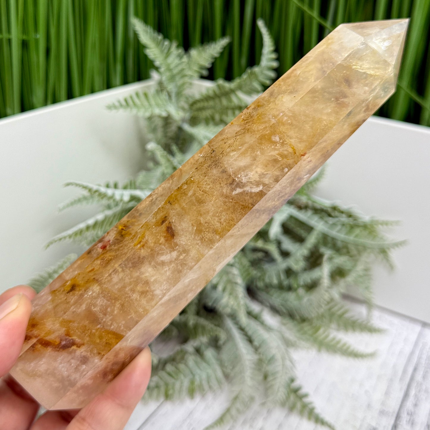 Dendritic Golden Healer Fire Quartz Hematoid Tower RARE Crystal 388g 181mm