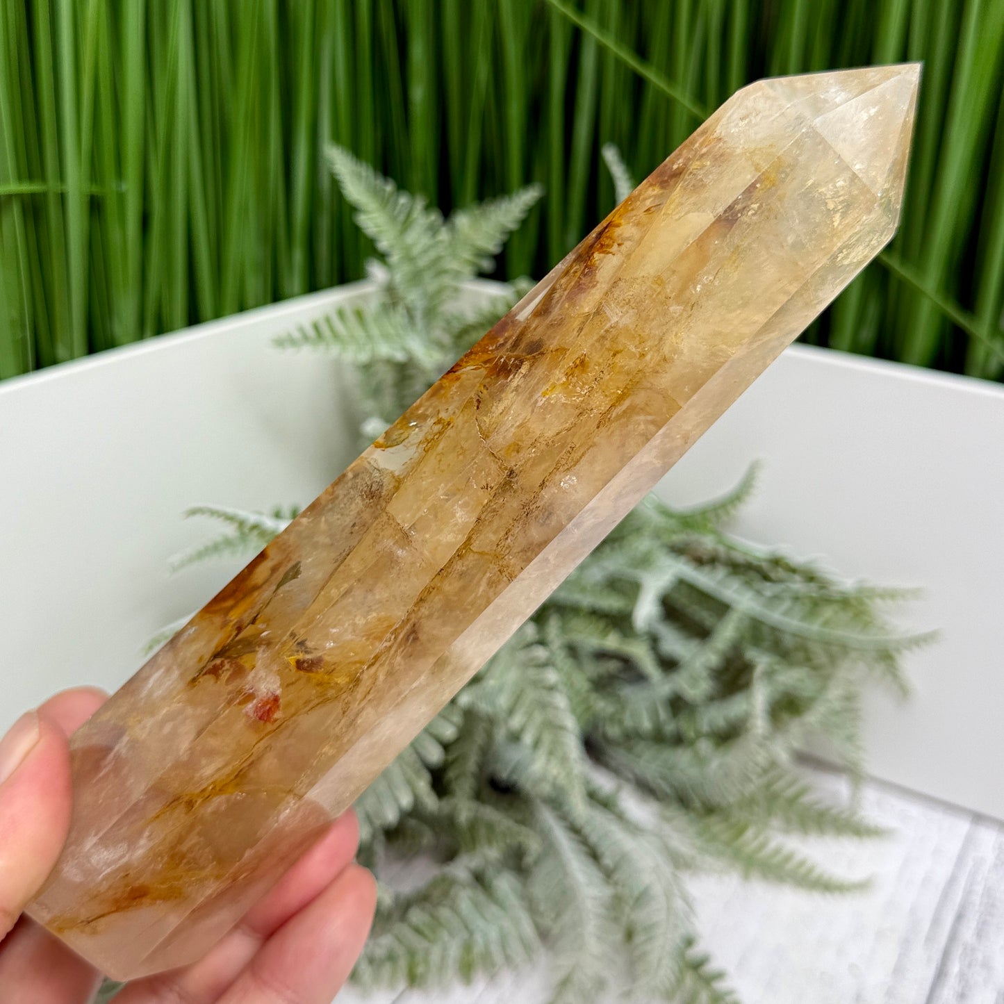 Dendritic Golden Healer Fire Quartz Hematoid Tower RARE Crystal 388g 181mm