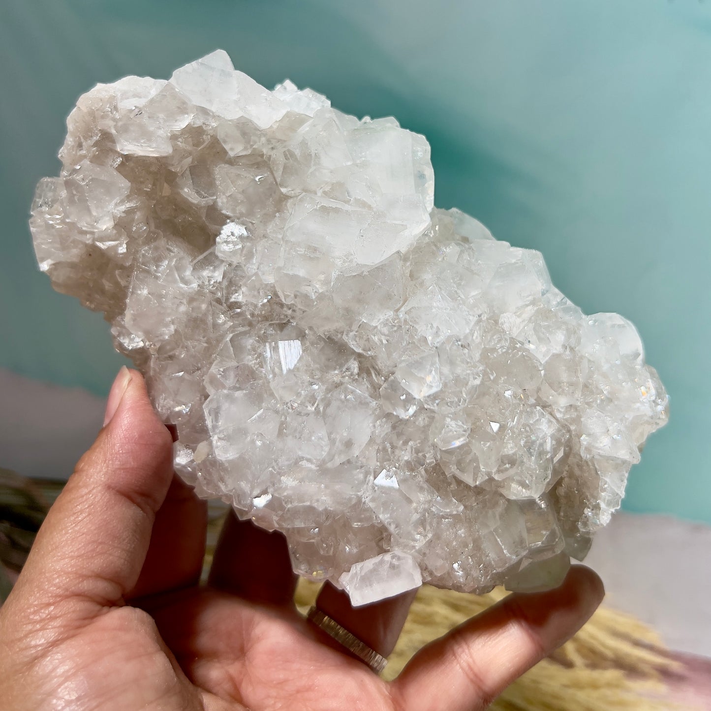 Apophyllite Cluster Natural Specimen Sparkly Crystal 967g