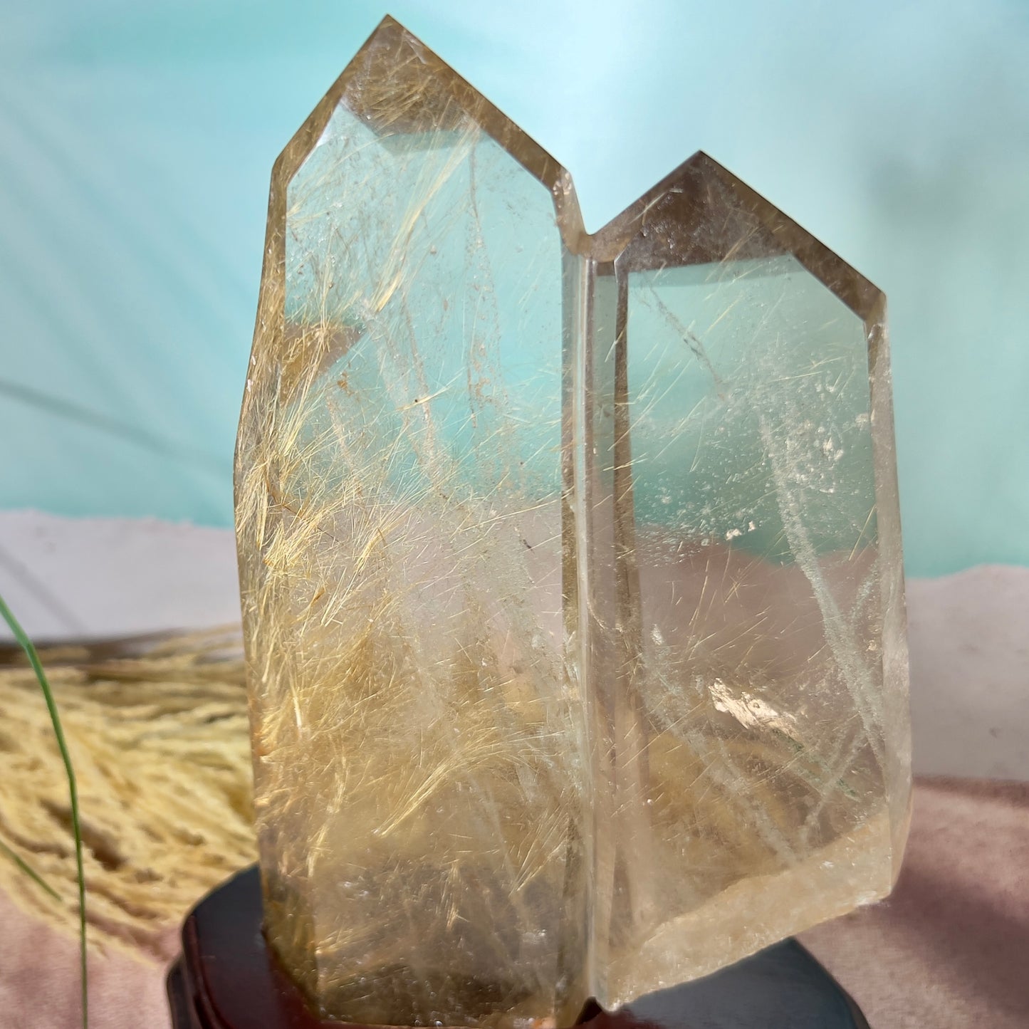 Golden Rutilated Quartz Double Tower Crystal Generator 1kg 222mm