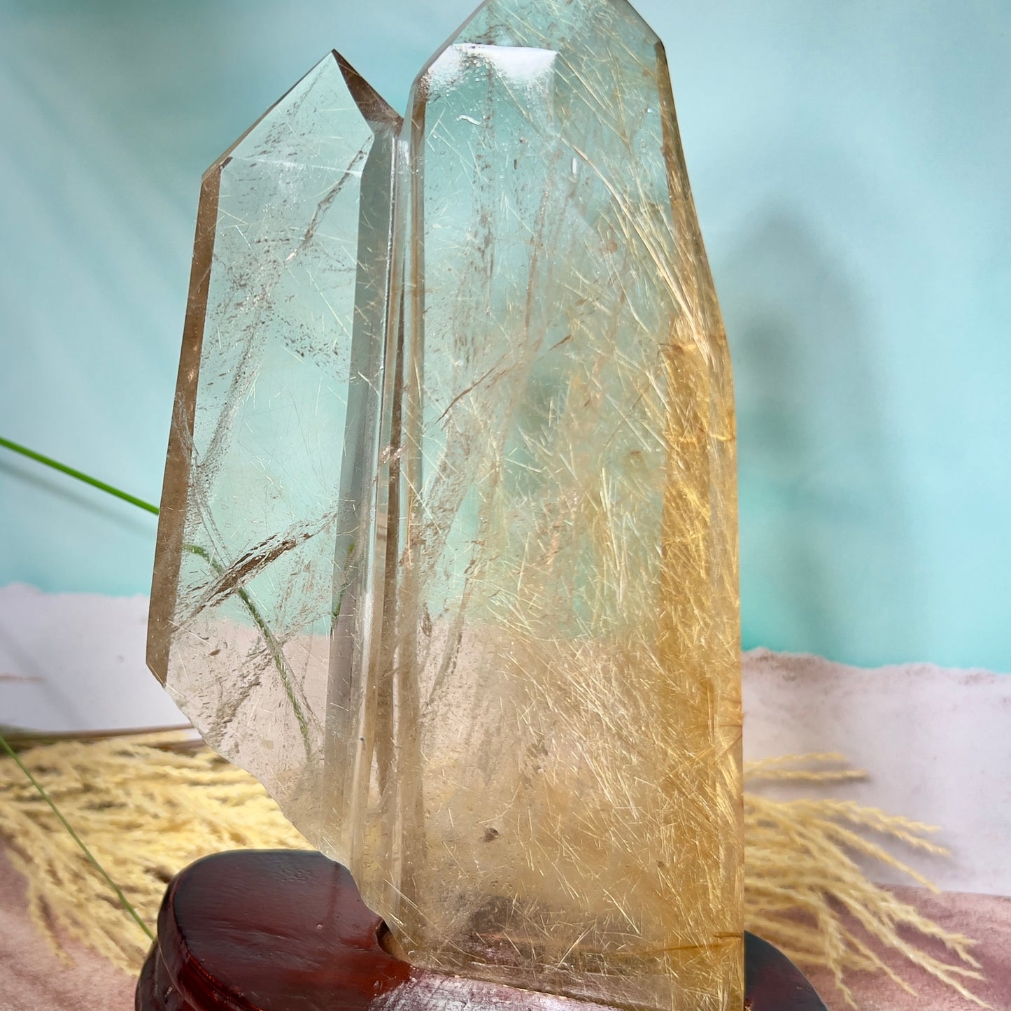 Golden Rutilated Quartz Double Tower Crystal Generator 1kg 222mm
