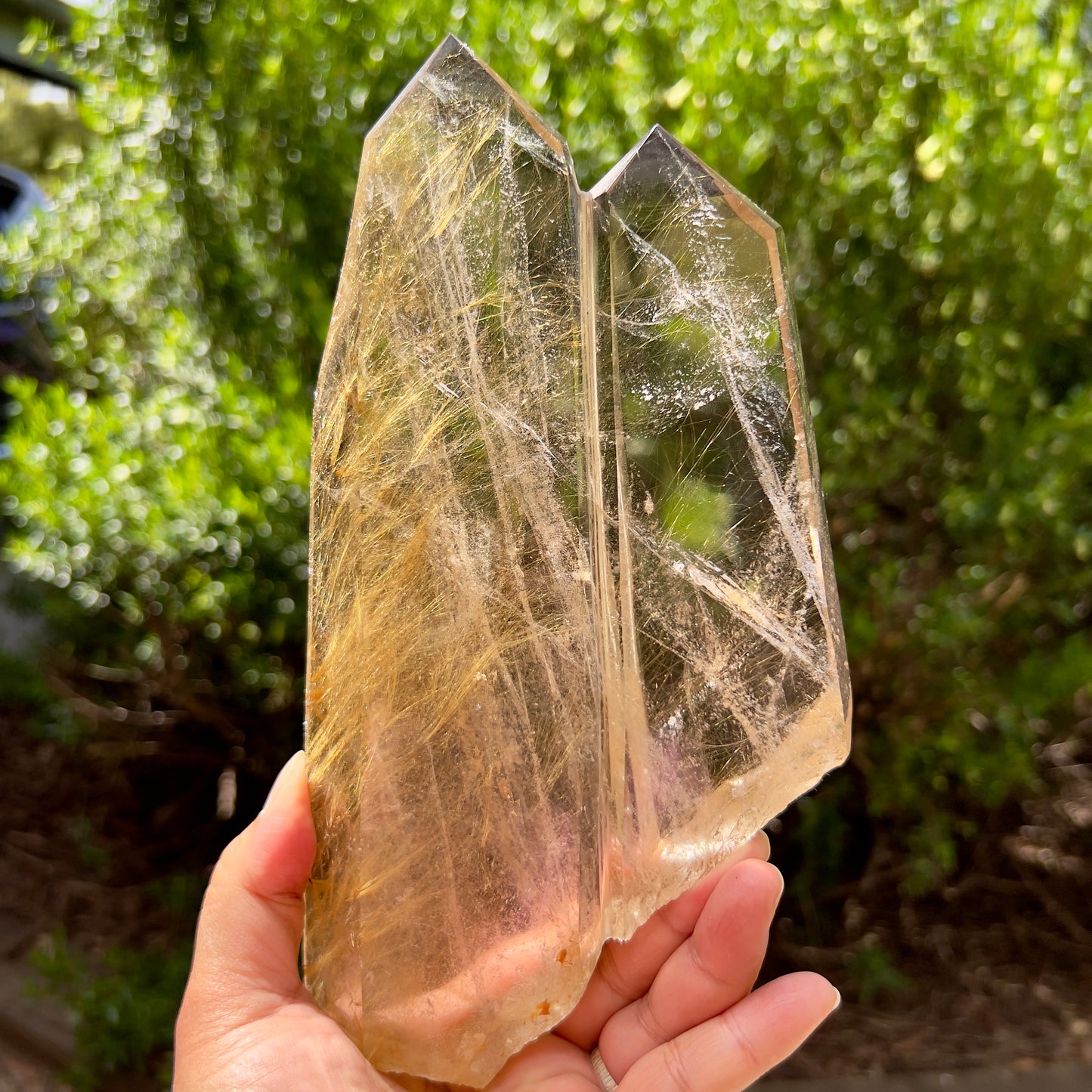 Golden Rutilated Quartz Double Tower Crystal Generator 1kg 222mm