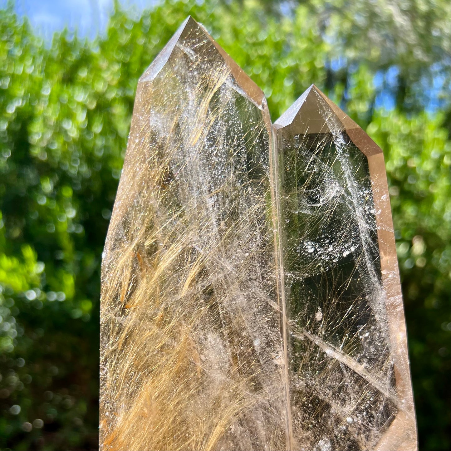 Golden Rutilated Quartz Double Tower Crystal Generator 1kg 222mm