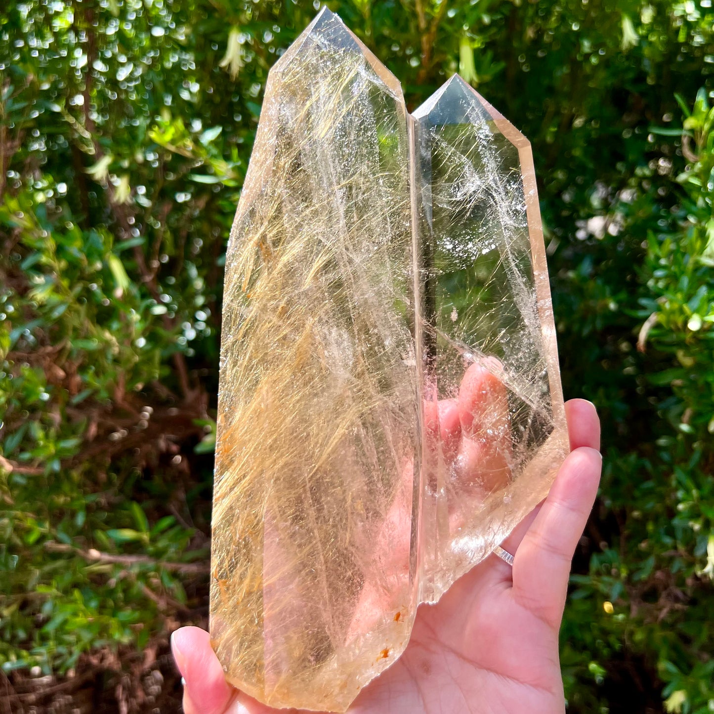Golden Rutilated Quartz Double Tower Crystal Generator 1kg 222mm