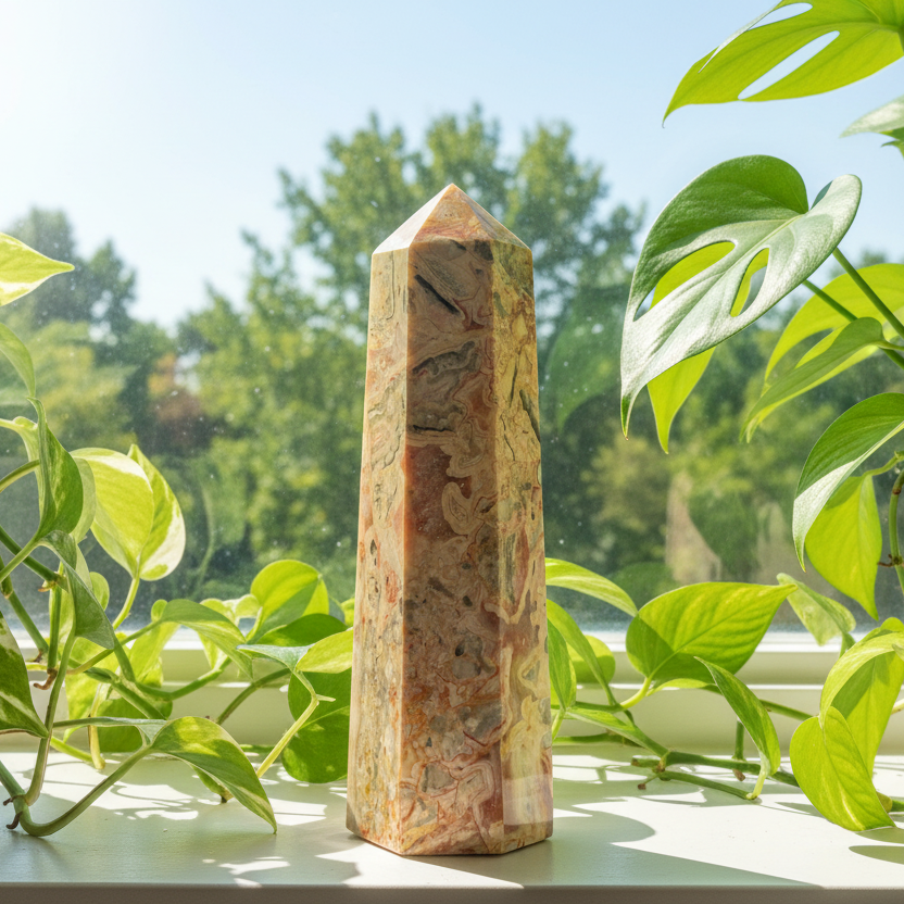 Crazy Lace Agate Tower Crystal Generator 966g 191mm