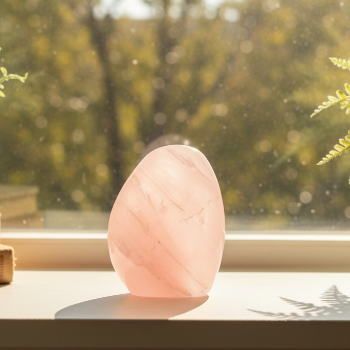 Rose Quartz Flame Free Form Healing Carving 194g 73mm