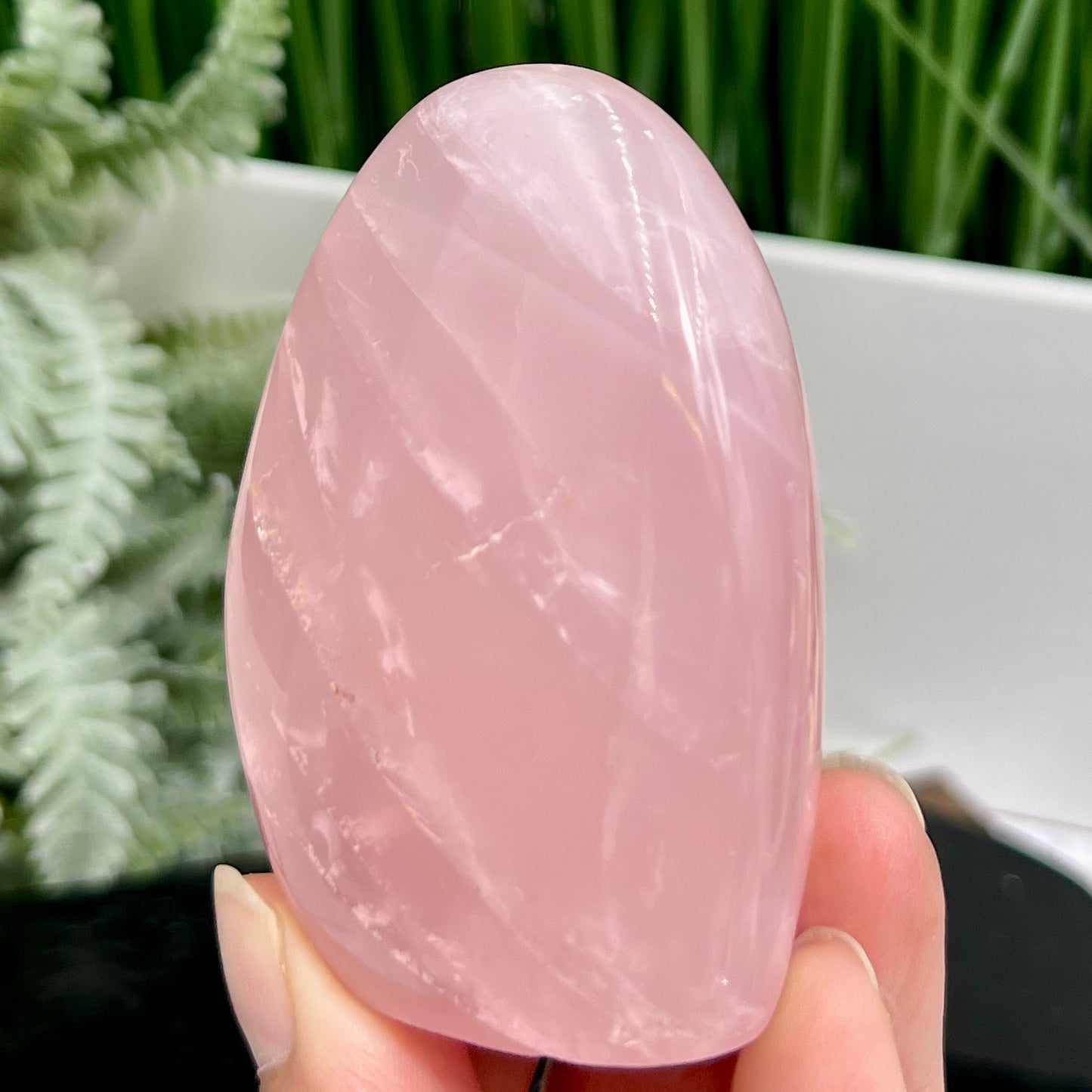 Rose Quartz Flame Free Form Healing Carving 194g 73mm